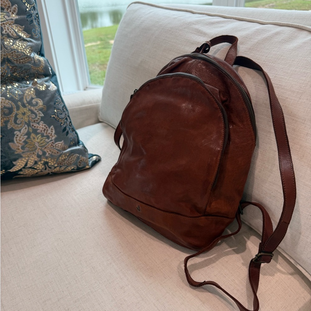 Brown Leather Backpack - Women